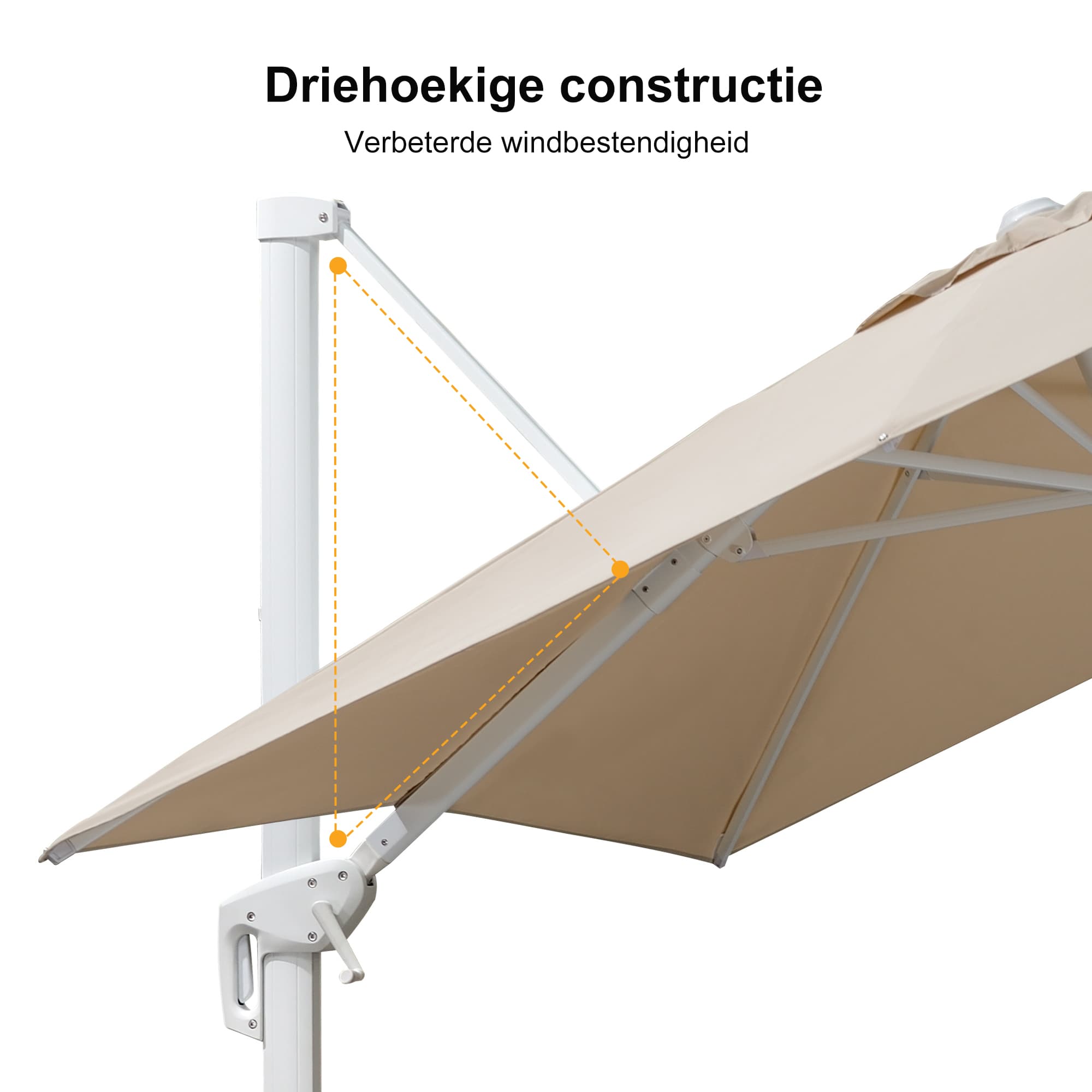 PURPLE LEAF Witte Parasol voor Buiten – Betaalbare Grote Zweefparasol voor Terras & Tuin