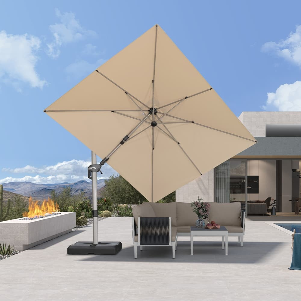 PURPLE LEAF Deluxe Zweefparasol, Links en Rechts Kantelbaar, Draaibare Parasol voor Terras en Tuin