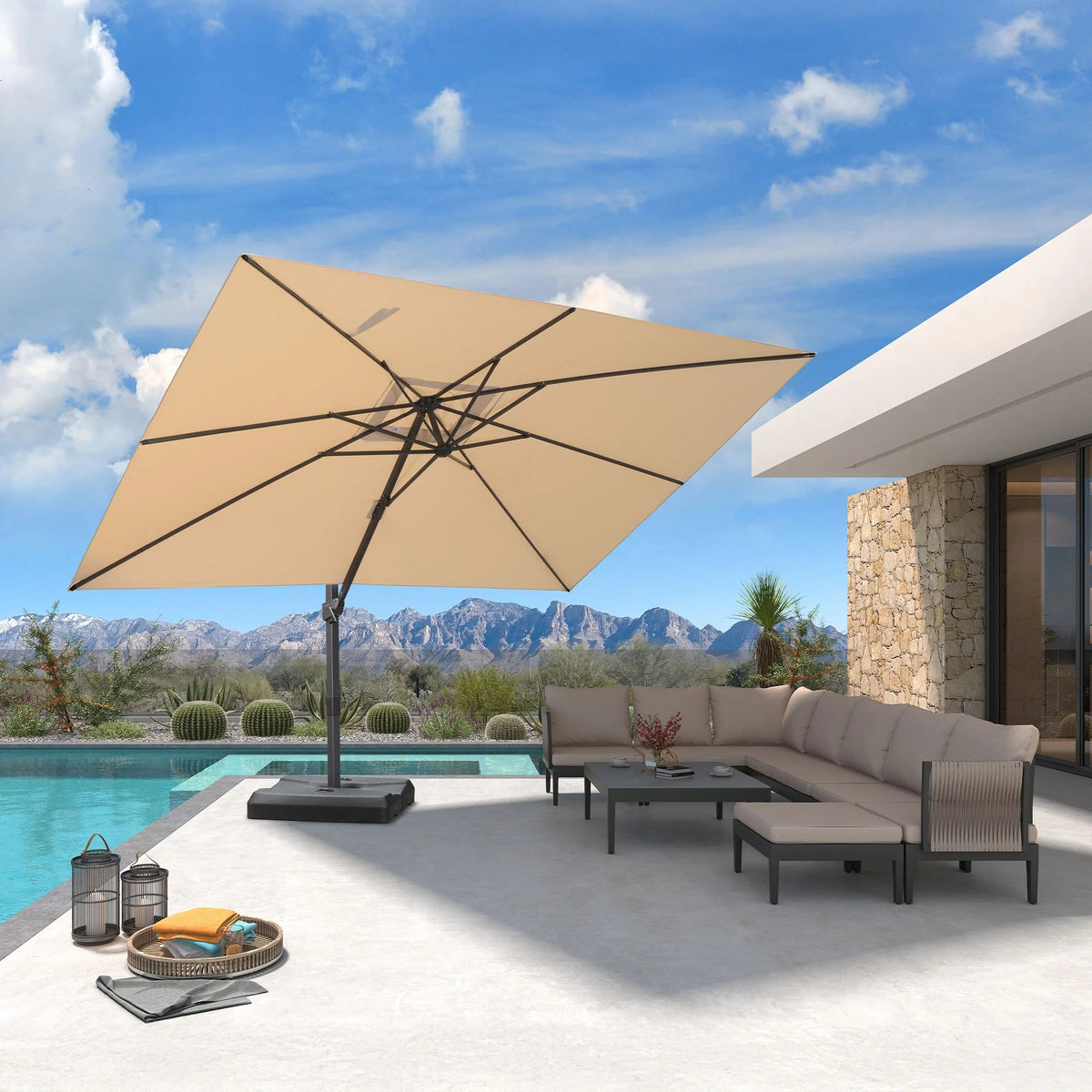 PURPLE LEAF Zweefparasol met Traploos Kantelsysteem voor Tuin en Terras