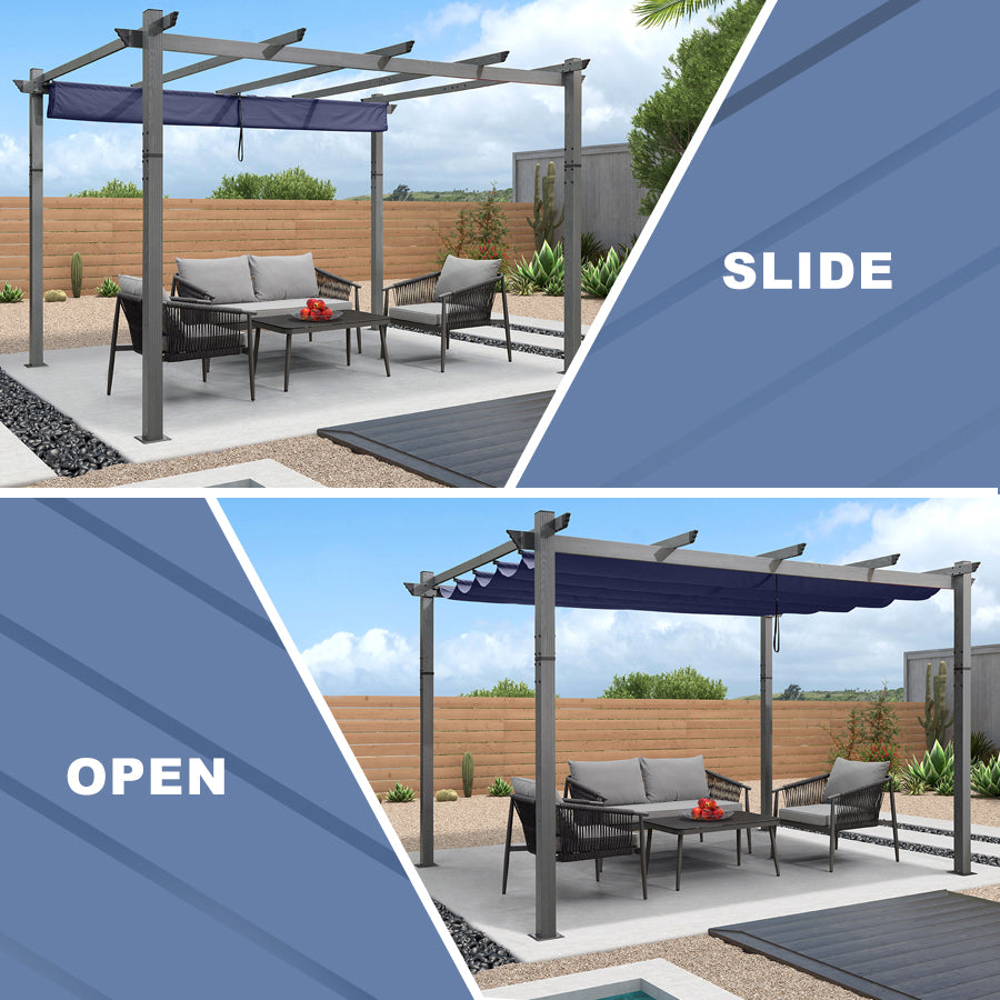 PURPLE LEAF pergola, aluminium paviljoen houtlook waterdicht stabiel wintervast, tuinpaviljoen met zonwerende overkapping