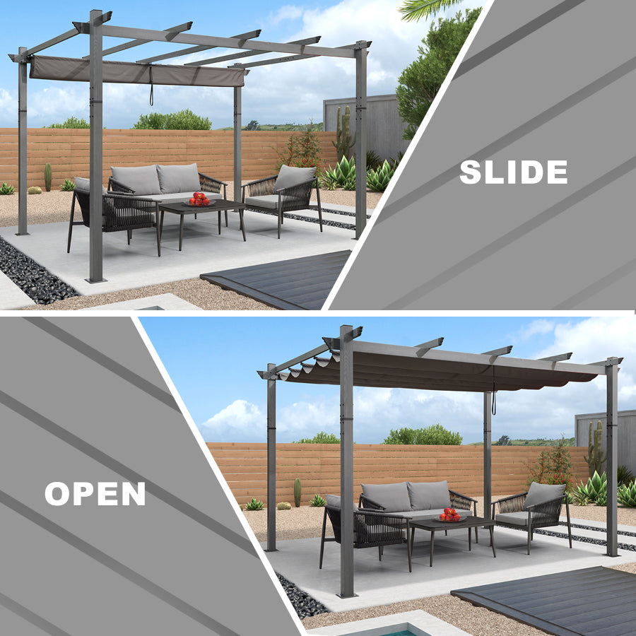 PURPLE LEAF pergola, aluminium paviljoen houtlook waterdicht stabiel wintervast, tuinpaviljoen met zonwerende overkapping