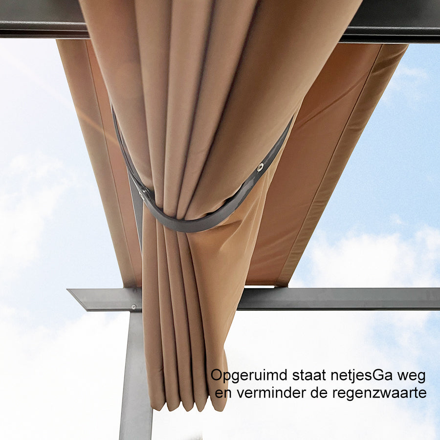 PURPLE LEAF Intrekbare aluminium buitenpergola met zonnescherm luifel, patio, achtertuin schuilplaats, metalen barbecue paviljoen-PRG