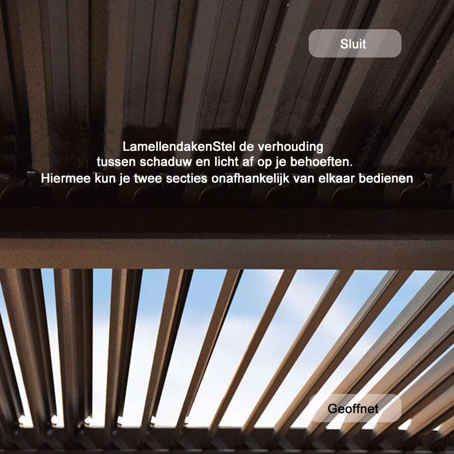 PURPLE LEAF Paviljoen 3 x 4 m Waterdichte pergola met gaasdak Aluminium terrasoverkapping Hardtop paviljoen met scherm en gordijnen, brons