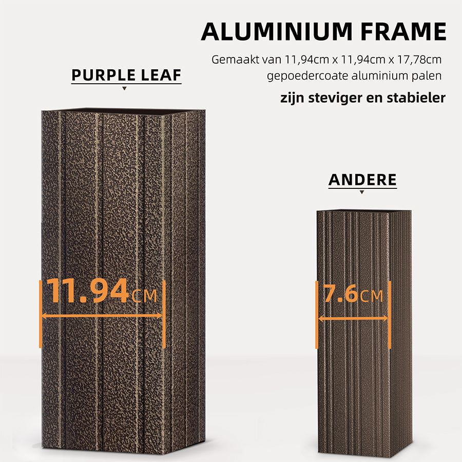 PURPLE LEAF Tuinpaviljoen Hardtop Prieel Frame Aluminium Gegalvaniseerd Stalen Dak Zonwering Partytent met Gordijn en Klamboe bronzen