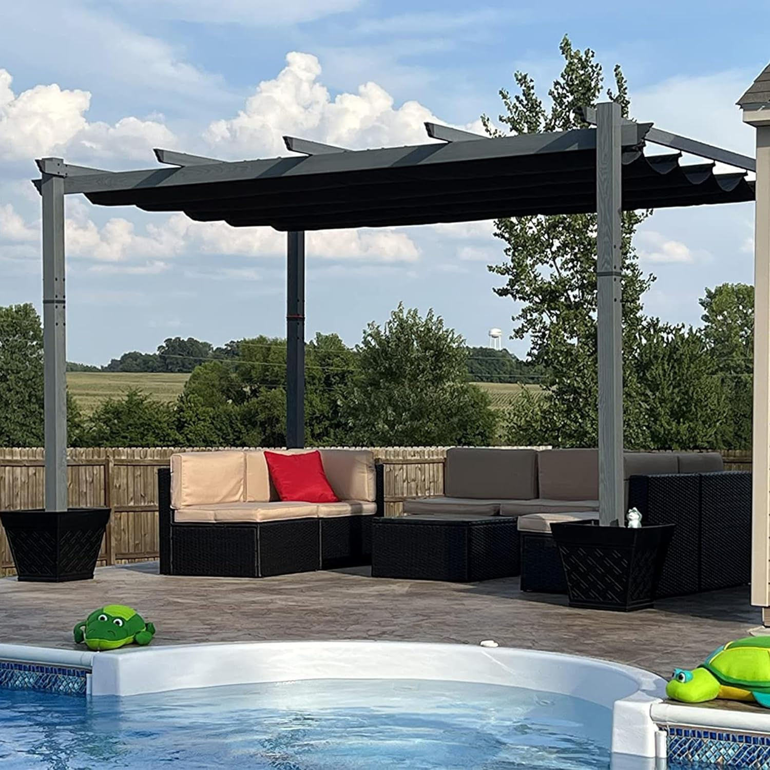 PURPLE LEAF pergola, aluminium paviljoen houtlook waterdicht stabiel wintervast, tuinpaviljoen met zonwerende overkapping