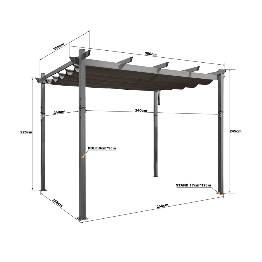 PURPLE LEAF pergola, aluminium paviljoen houtlook waterdicht stabiel wintervast, tuinpaviljoen met zonwerende overkapping