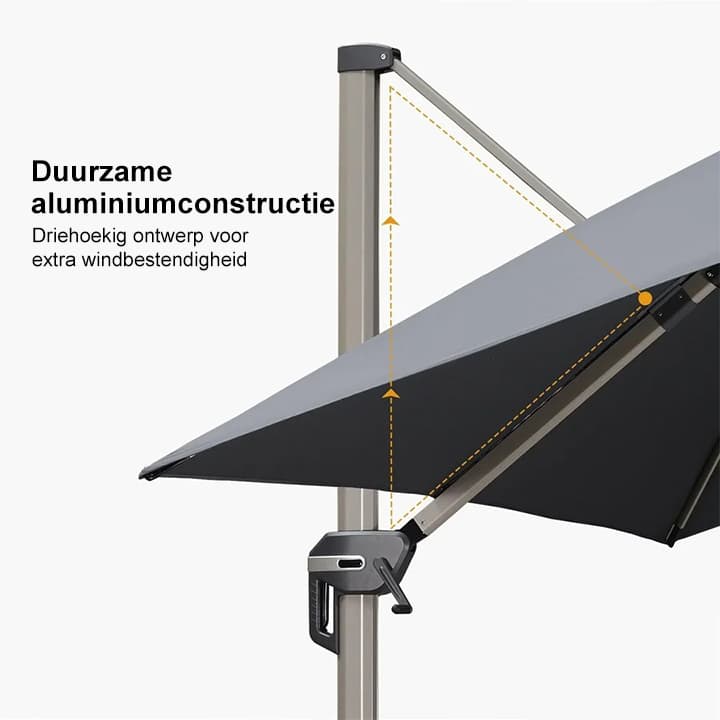PURPLE LEAF Deluxe Zweefparasol - Rechthoekig Aluminium - Windbestendig & 360° Draaibaar voor Tuin en Terras