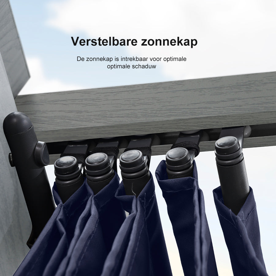 PURPLE LEAF pergola, aluminium paviljoen houtlook waterdicht stabiel wintervast, tuinpaviljoen met zonwerende overkapping