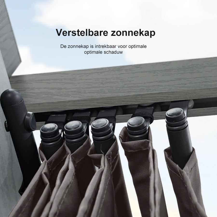 PURPLE LEAF pergola, aluminium paviljoen houtlook waterdicht stabiel wintervast, tuinpaviljoen met zonwerende overkapping