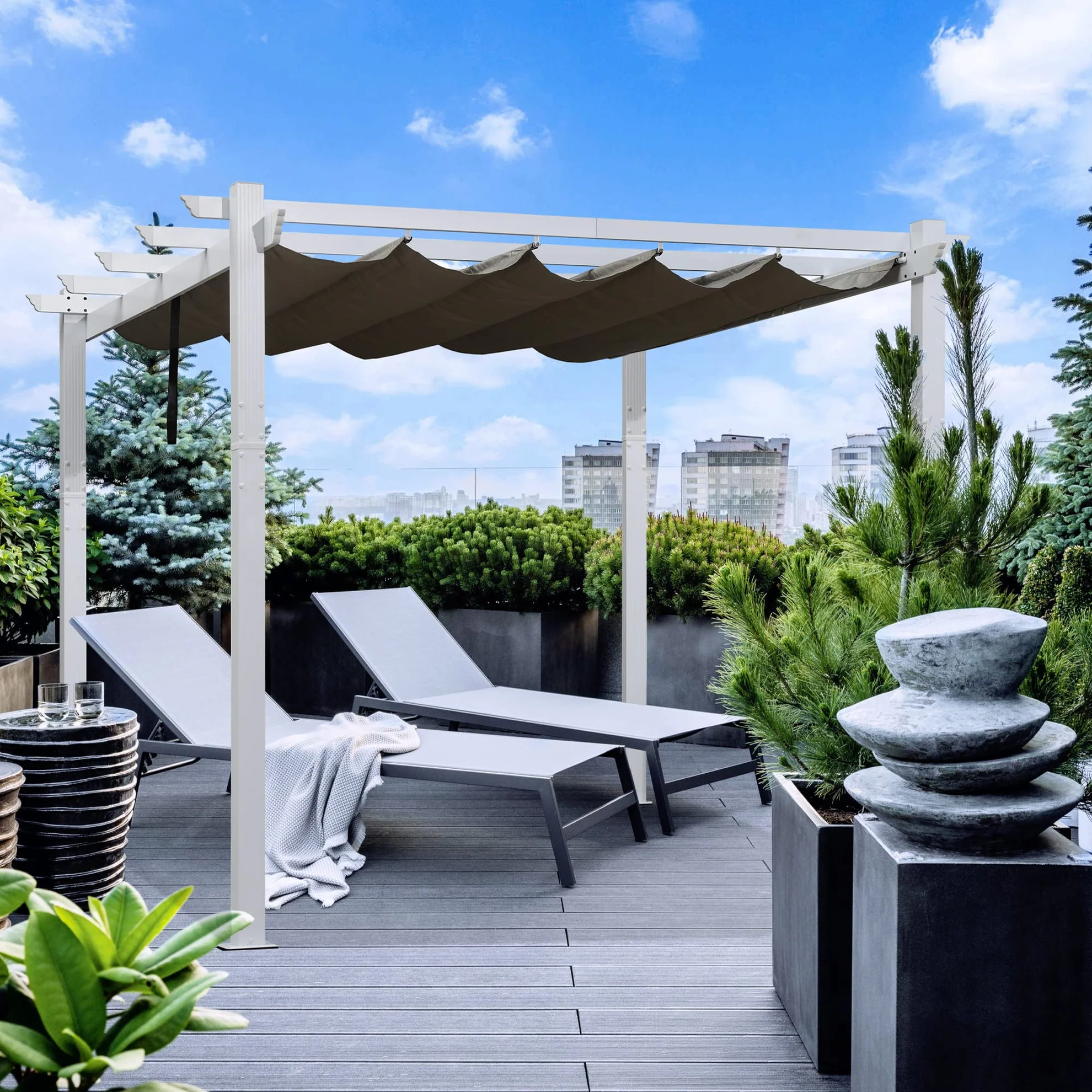 PURPLE LEAF Pergola Wit Pergola Waterdicht Winter Pergola Intrekbare Pergola Aluminium-PG