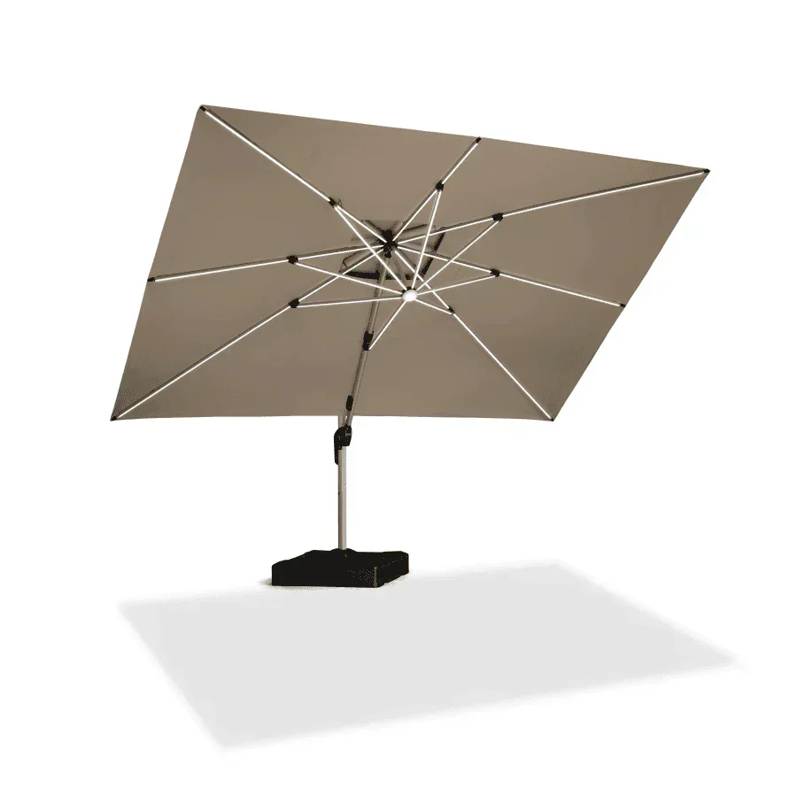 PURPLE LEAF Rechthoekige Zweefparasol met LED, Dubbel Dak, 360° Draaibaar voor Tuin en Terras