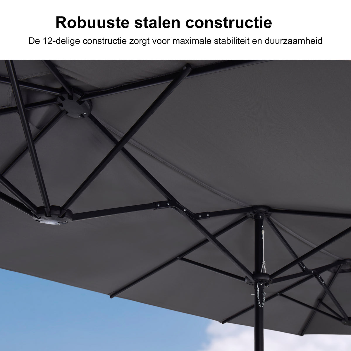 PURPLE LEAF Parasol met 3 Kappen en Voet voor Tuin en Terras