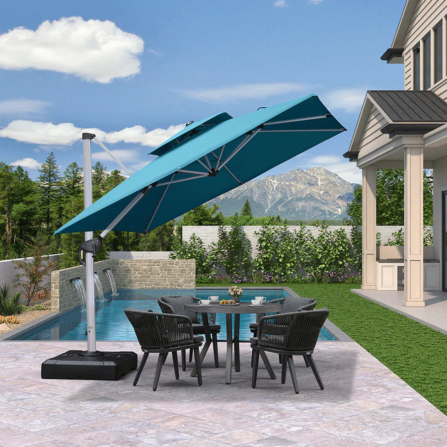 PURPLE LEAF Dubbele Top 360 Graden Rotatie 300x300cm/330x330cm/365x365 cm Vierkante Buitenshuis Tuin Parasol