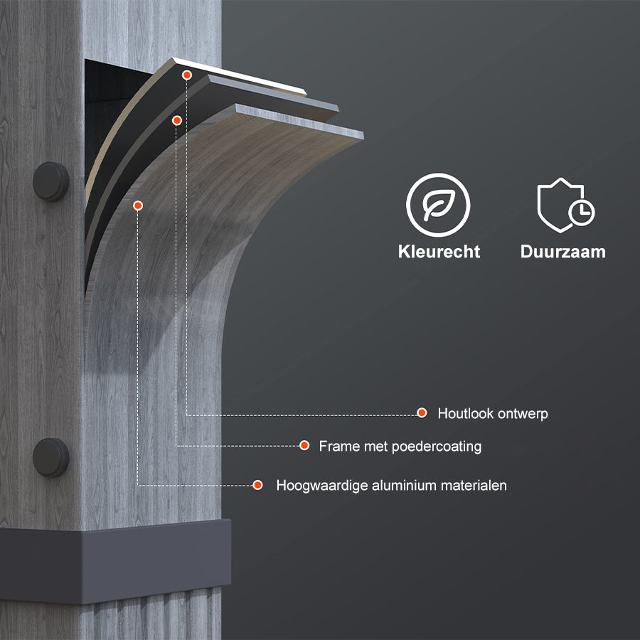 PURPLE LEAF pergola, aluminium paviljoen houtlook waterdicht stabiel wintervast, tuinpaviljoen met zonwerende overkapping