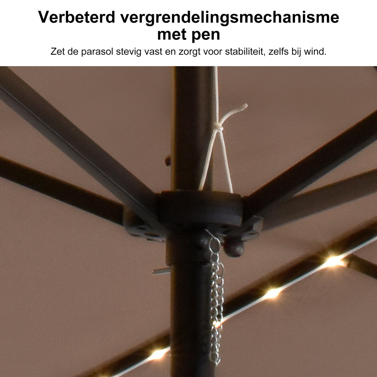 PURPLE LEAF Grote Parasol met 3 Kappen en LED-verlichting voor Tuin en Terras, inclusief Voet