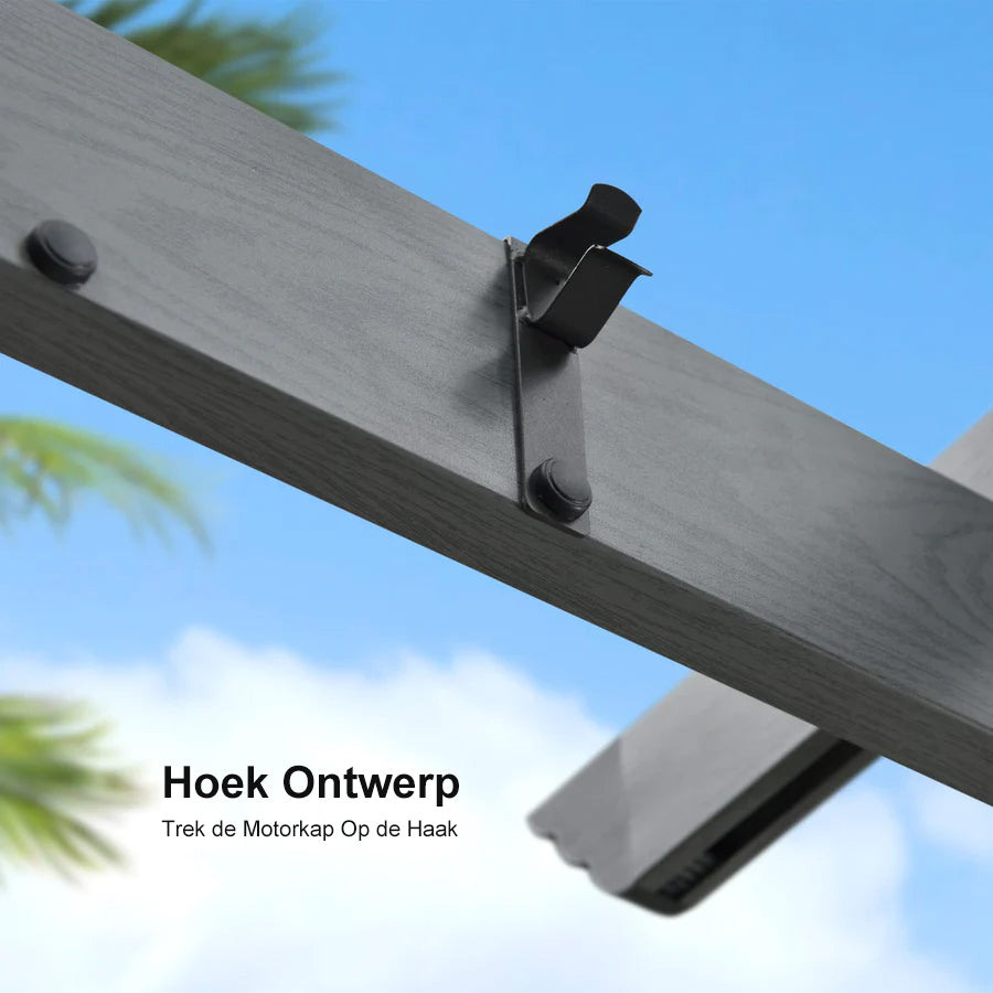 PURPLE LEAF pergola, aluminium paviljoen houtlook waterdicht stabiel wintervast, tuinpaviljoen met zonwerende overkapping