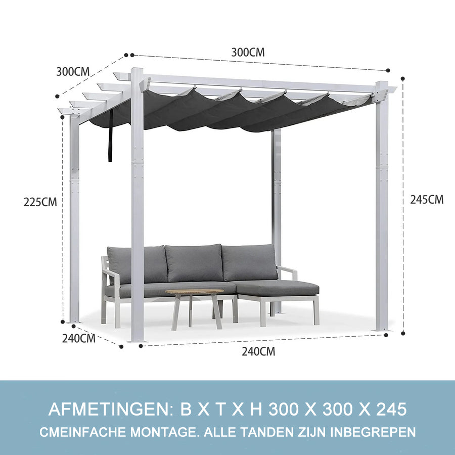 PURPLE LEAF Pergola Wit Pergola Waterdicht Winter Pergola Intrekbare Pergola Aluminium-PG