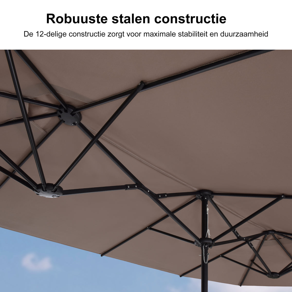 PURPLE LEAF Parasol met 3 Kappen en Voet voor Tuin en Terras