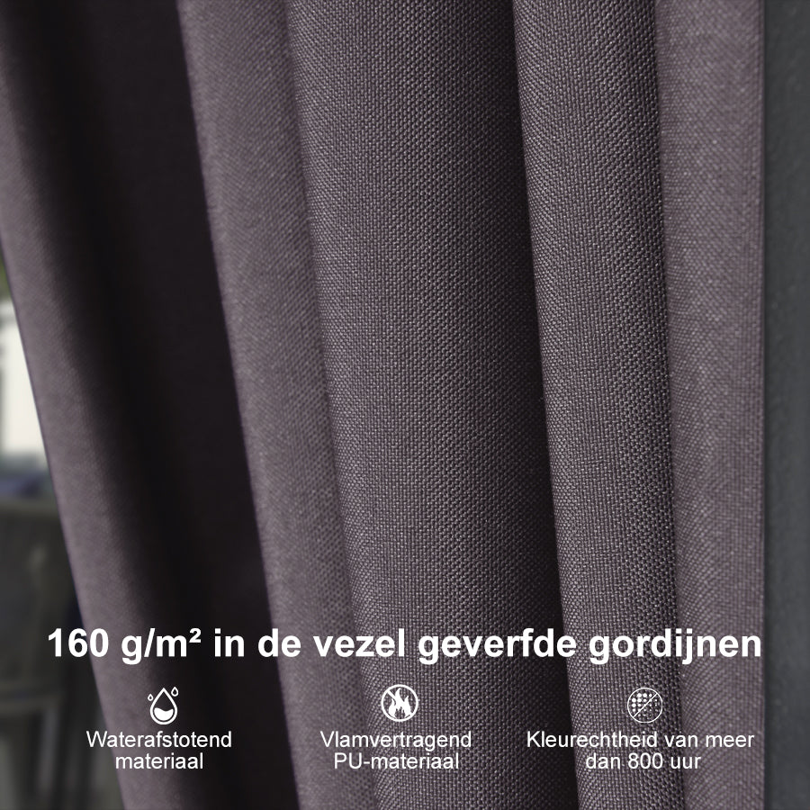 PURPLE LEAF Hardtop Tuinpaviljoen met Stalen Dak, Aluminium Frame, Gordijnen & Klamboe – Grijs