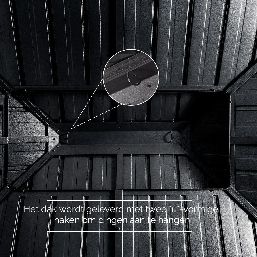 PURPLE LEAF Hardtop Prieel Tuin Frame Aluminium Tuinpaviljoen Gegalvaniseerd Stalen Dak Zonwering Partytent met Gordijn en Klamboe Grijs