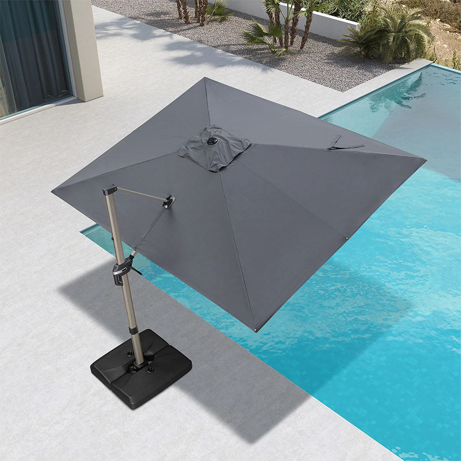 PURPLE LEAF Deluxe Zweefparasol - Rechthoekig Aluminium - Windbestendig & 360° Draaibaar voor Tuin en Terras