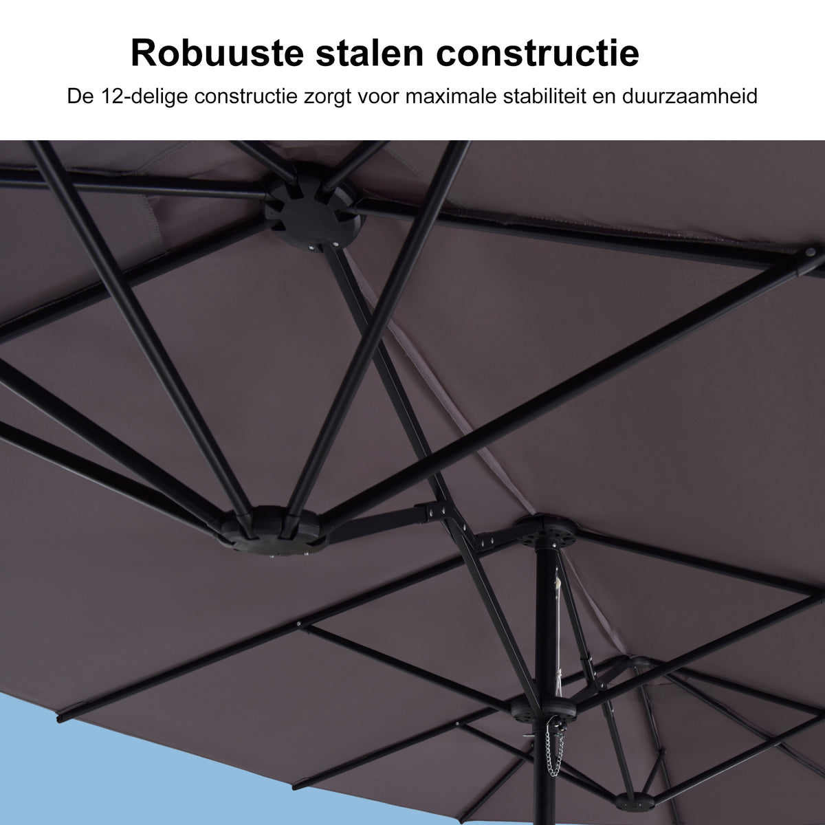 PURPLE LEAF Parasol met 3 Kappen en Voet voor Tuin en Terras