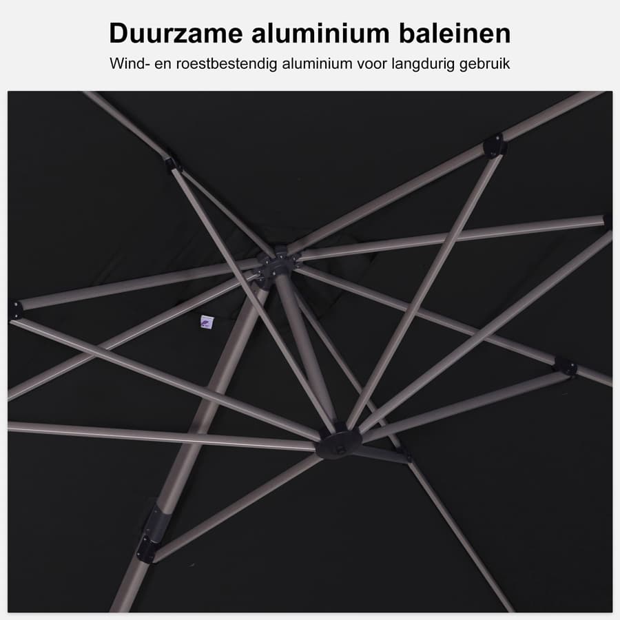 PURPLE LEAF Deluxe Zweefparasol - Rechthoekig Aluminium - Windbestendig & 360° Draaibaar voor Tuin en Terras