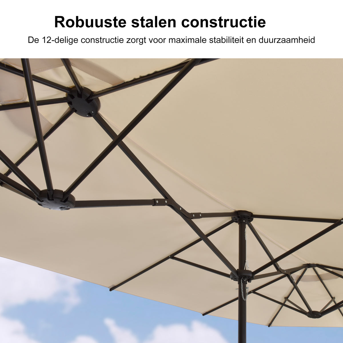 PURPLE LEAF Parasol met 3 Kappen en Voet voor Tuin en Terras