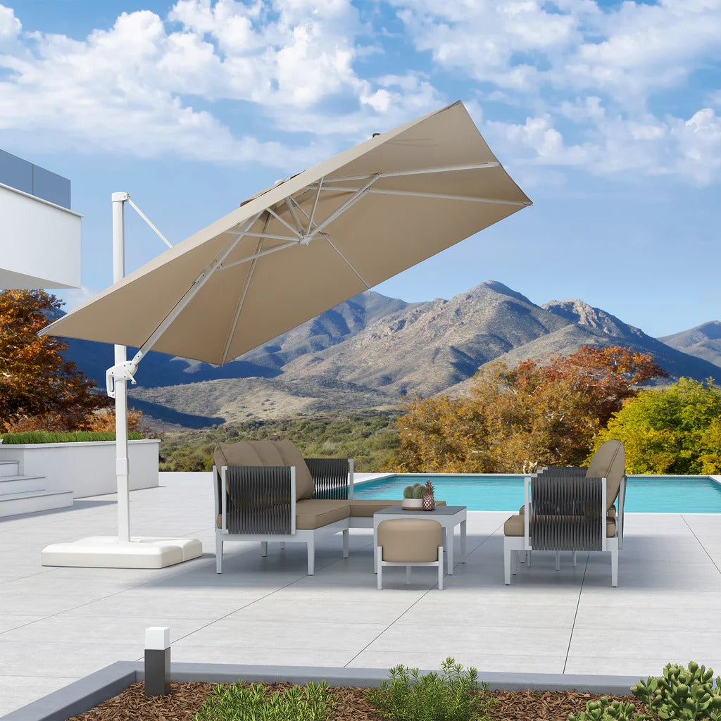 PURPLE LEAF Witte Parasol voor Buiten – Betaalbare Grote Zweefparasol voor Terras & Tuin