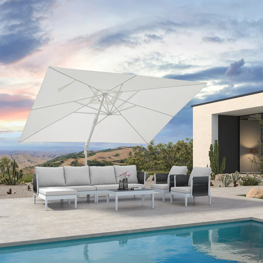 PURPLE LEAF Witte Parasol voor Buiten – Betaalbare Grote Zweefparasol voor Terras & Tuin