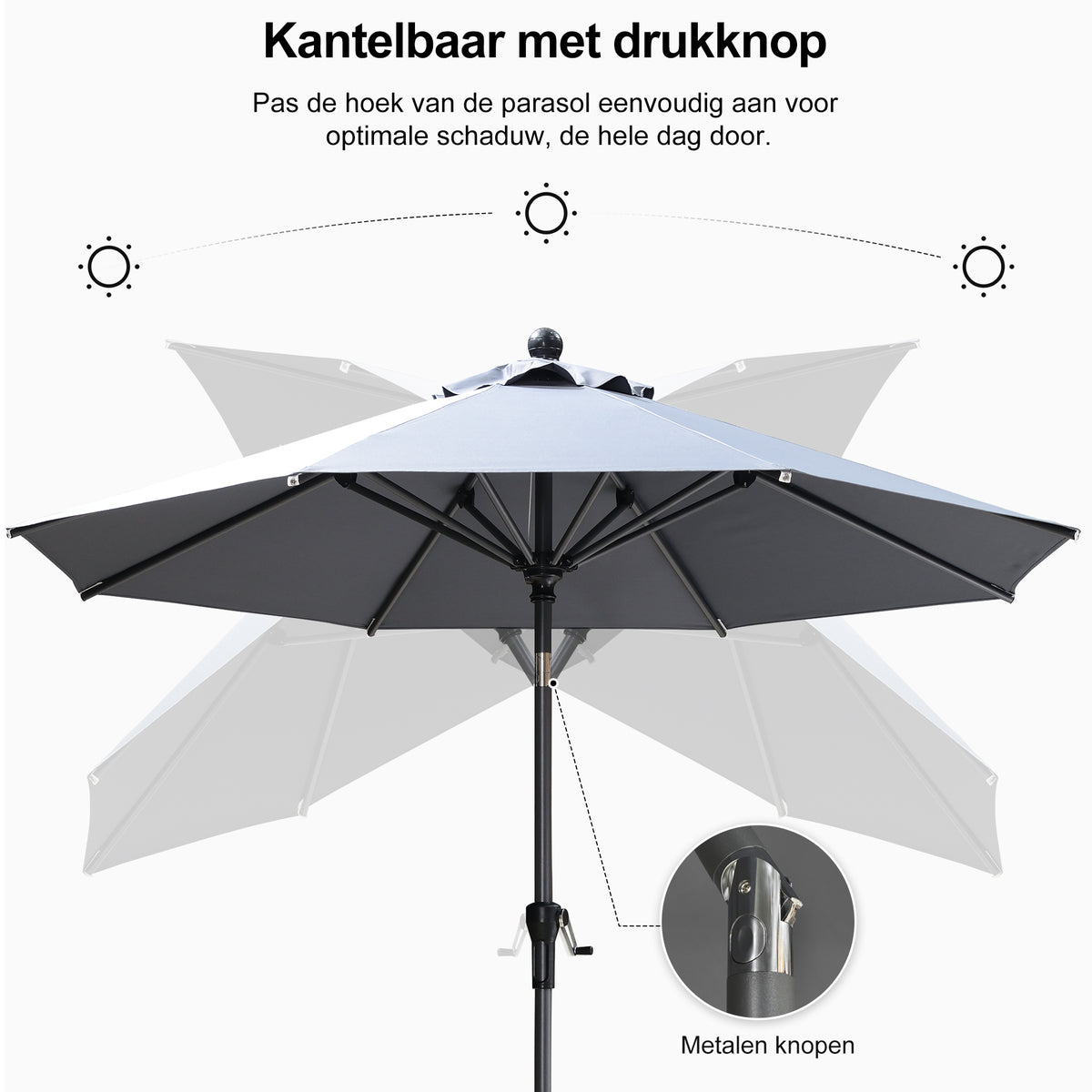 PURPLE LEAF Stokparasol met Slinger en Kantelfunctie voor Tuin en Terras