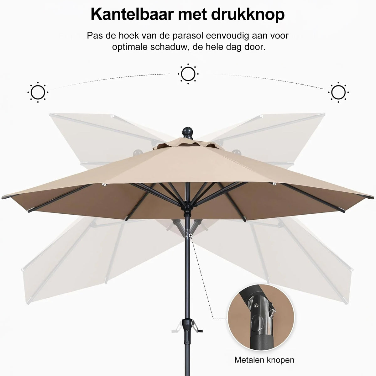 PURPLE LEAF Stokparasol met Slinger en Kantelfunctie voor Tuin en Terras