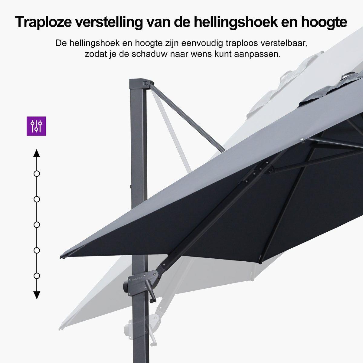 PURPLE LEAF Betaalbare Grote Parasol – Traploos Kantelbare Zweefparasol voor Tuin & Terras