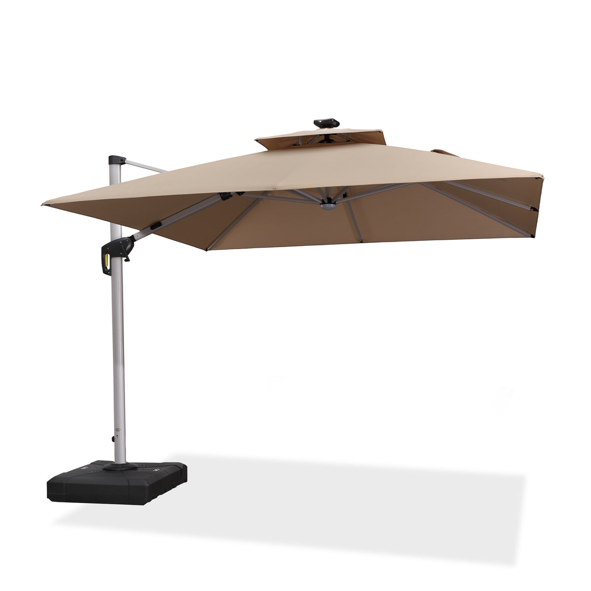 PURPLE LEAF Vierkante Zweefparasol met LED, Dubbel Dak, 360° Draaibaar voor Tuin en Terras