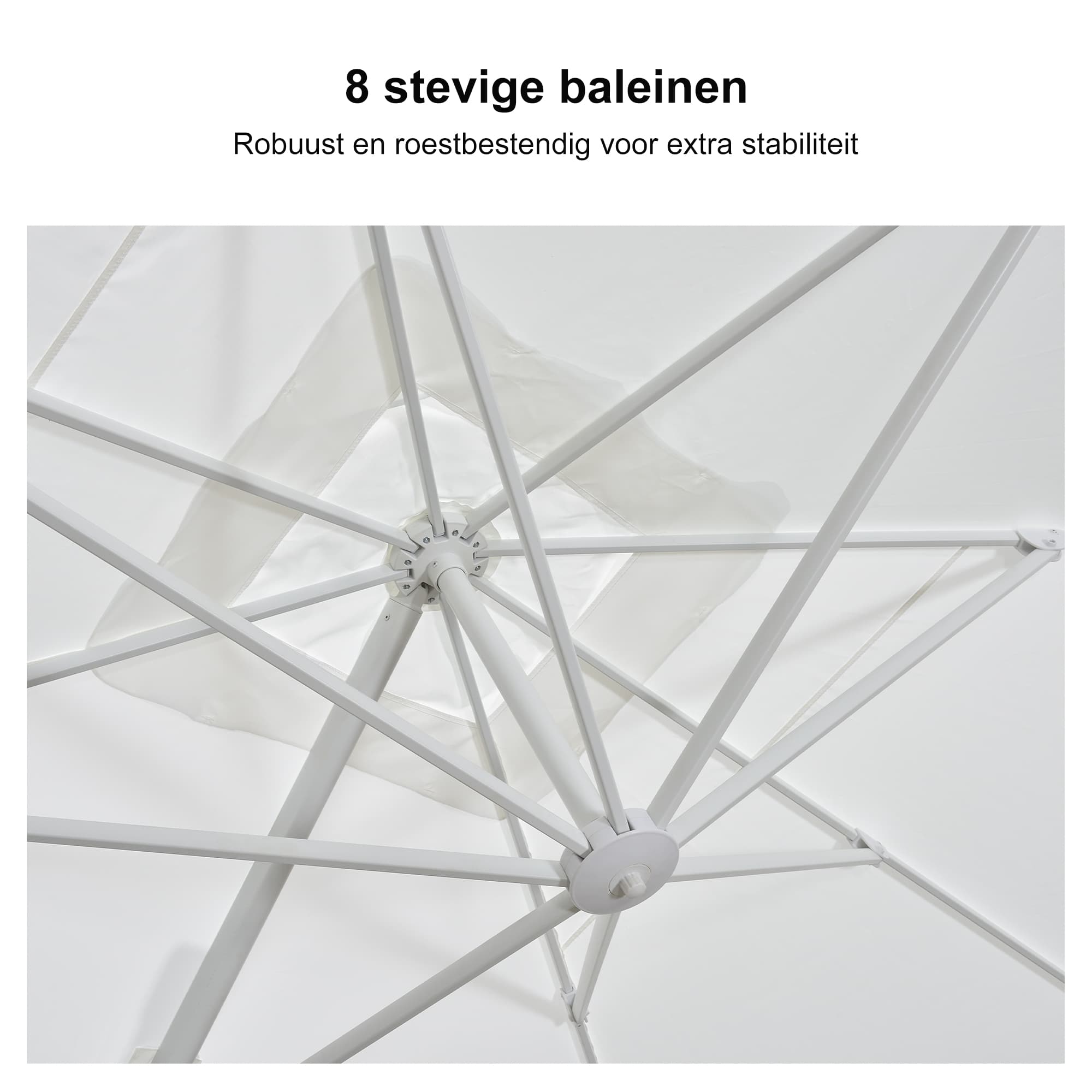 PURPLE LEAF Witte Parasol voor Buiten – Betaalbare Grote Zweefparasol voor Terras & Tuin