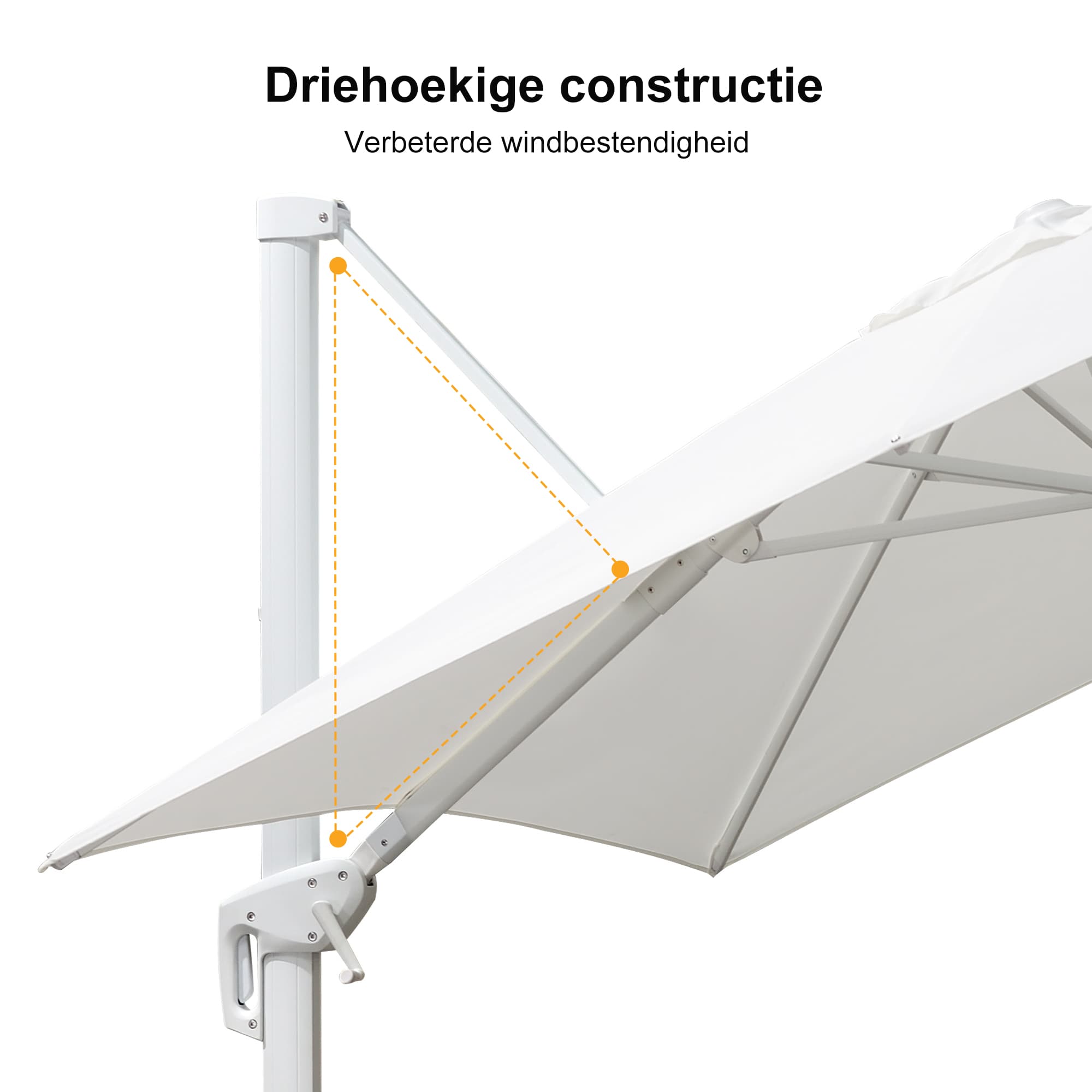 PURPLE LEAF Witte Parasol voor Buiten – Betaalbare Grote Zweefparasol voor Terras & Tuin