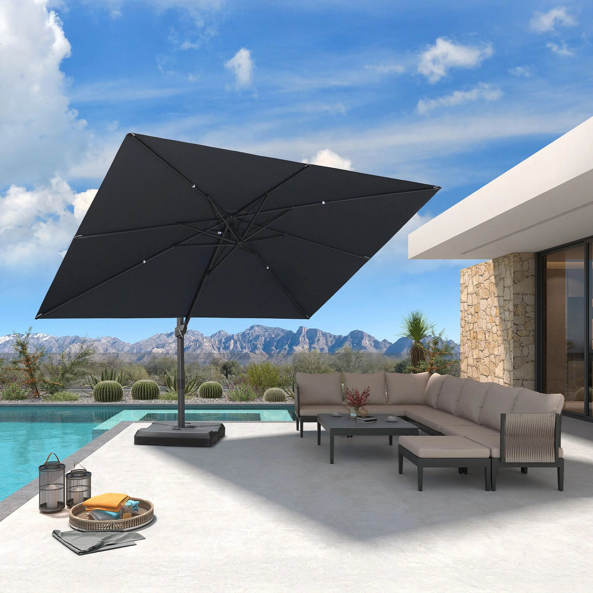 PURPLE LEAF Zweefparasol met Traploos Kantelsysteem voor Tuin en Terras