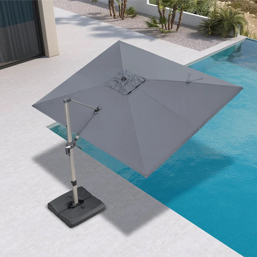 PURPLE LEAF Deluxe Zweefparasol - Rechthoekig Aluminium - Windbestendig & 360° Draaibaar voor Tuin en Terras