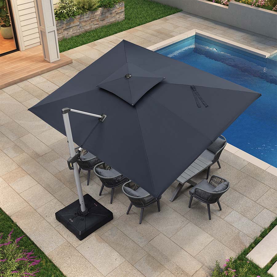 PURPLE LEAF Dubbel Top 270 x 330 / 270 x 365 / 300 x 365 / 300 x 400 cm Rechthoekige Buitenshuis Parasol