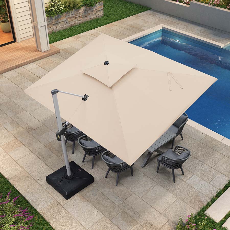 PURPLE LEAF Dubbel Top 270 x 330 / 270 x 365 / 300 x 365 / 300 x 400 cm Rechthoekige Buitenshuis Parasol