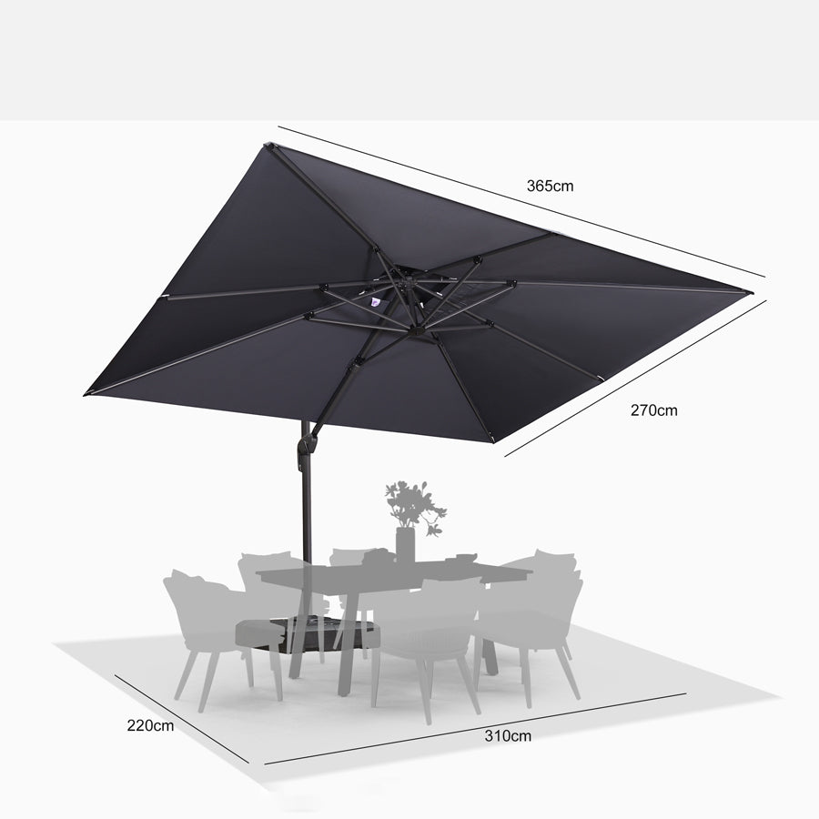 PURPLE LEAF Zweefparasol met Grijs Frame en 360° Draaibaar UV-bestendig, voor Tuin en Terras