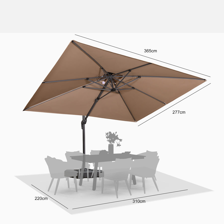PURPLE LEAF Zweefparasol met Grijs Frame en 360° Draaibaar UV-bestendig, voor Tuin en Terras