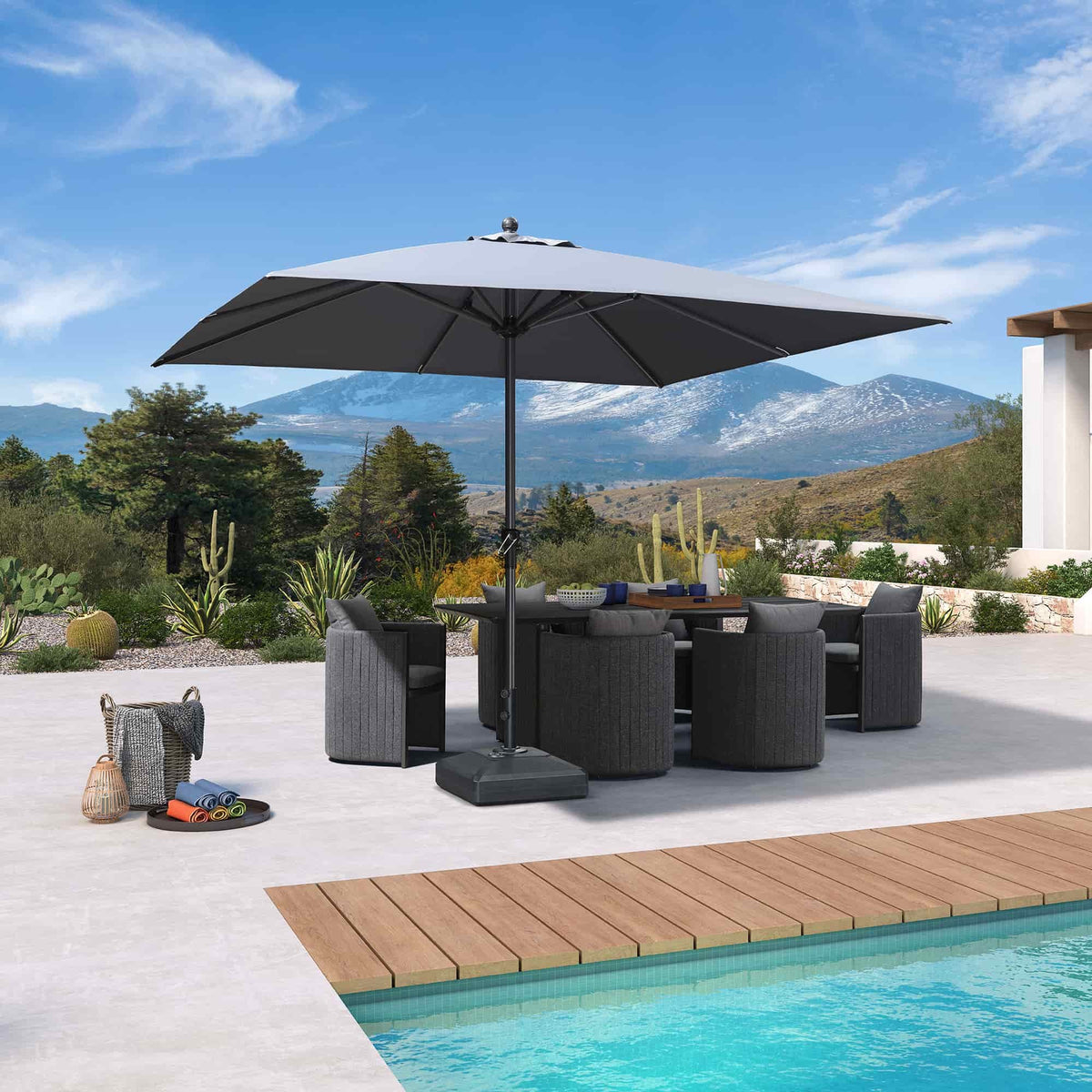 PURPLE LEAF Aluminium Parasol voor Tuin, Terras en Horeca – Stevige Parasol voor Buiten