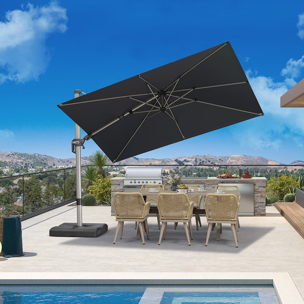 PURPLE LEAF Deluxe Zweefparasol, Links en Rechts Kantelbaar, Draaibare Parasol voor Terras en Tuin