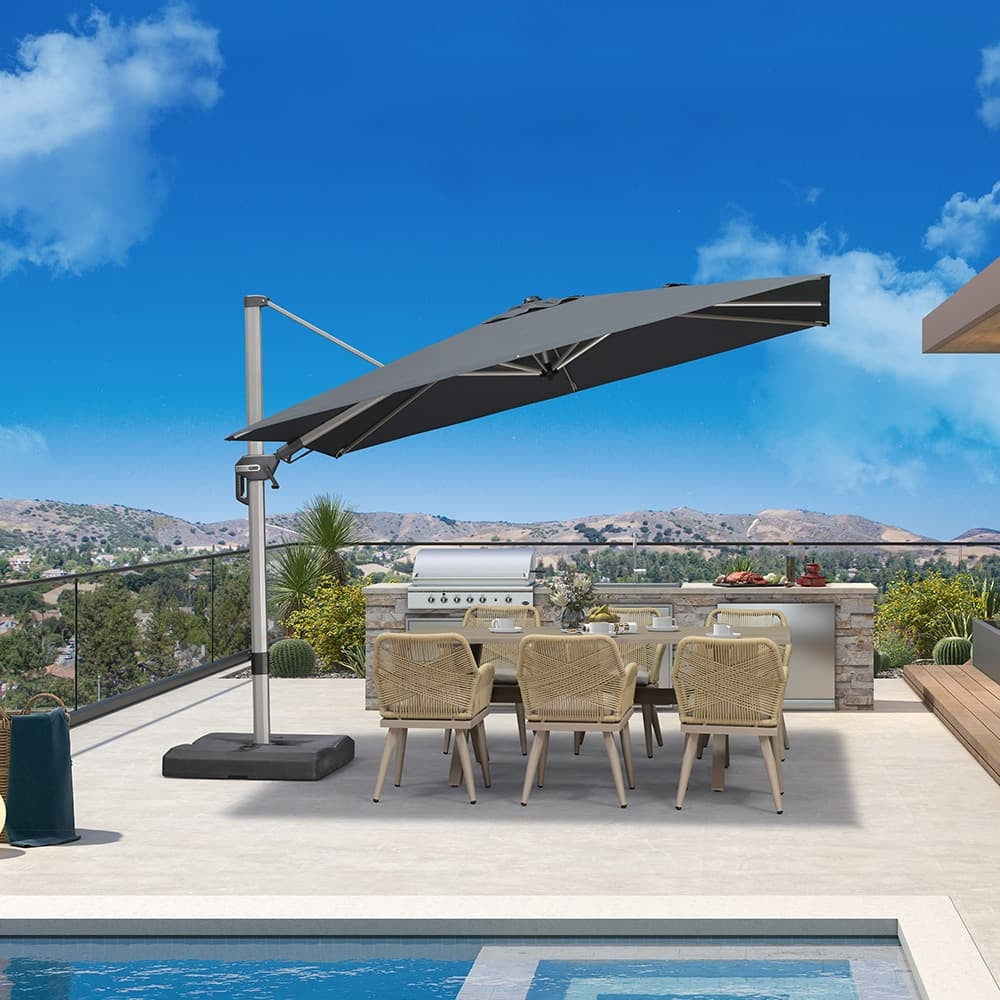 PURPLE LEAF Deluxe Zweefparasol, Links en Rechts Kantelbaar, Draaibare Parasol voor Terras en Tuin