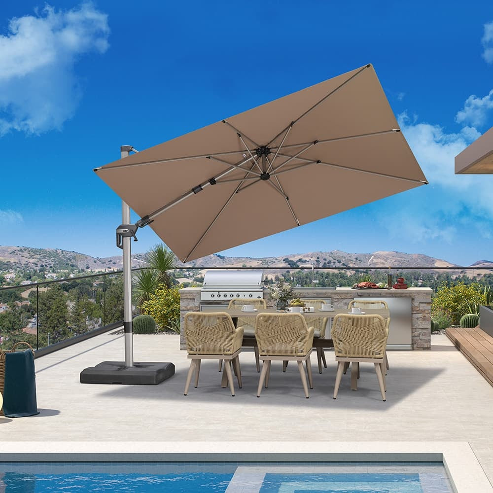 PURPLE LEAF Deluxe Zweefparasol, Links en Rechts Kantelbaar, Draaibare Parasol voor Terras en Tuin