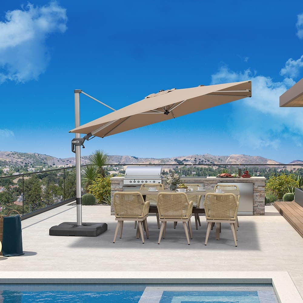 PURPLE LEAF Deluxe Zweefparasol, Links en Rechts Kantelbaar, Draaibare Parasol voor Terras en Tuin