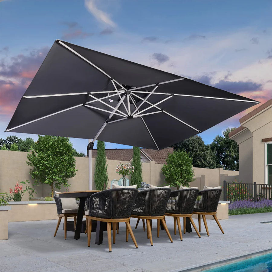 PURPLE LEAF Dubbel Top 270 x 330 / 270 x 365 / 300 x 365 / 300 x 400 cm Rechthoekige Buitenshuis Parasol