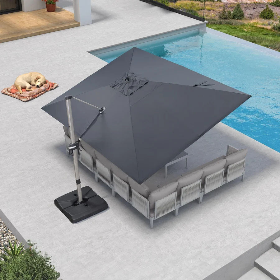 PURPLE LEAF Deluxe Zweefparasol - Rechthoekig Aluminium - Windbestendig & 360° Draaibaar voor Tuin en Terras
