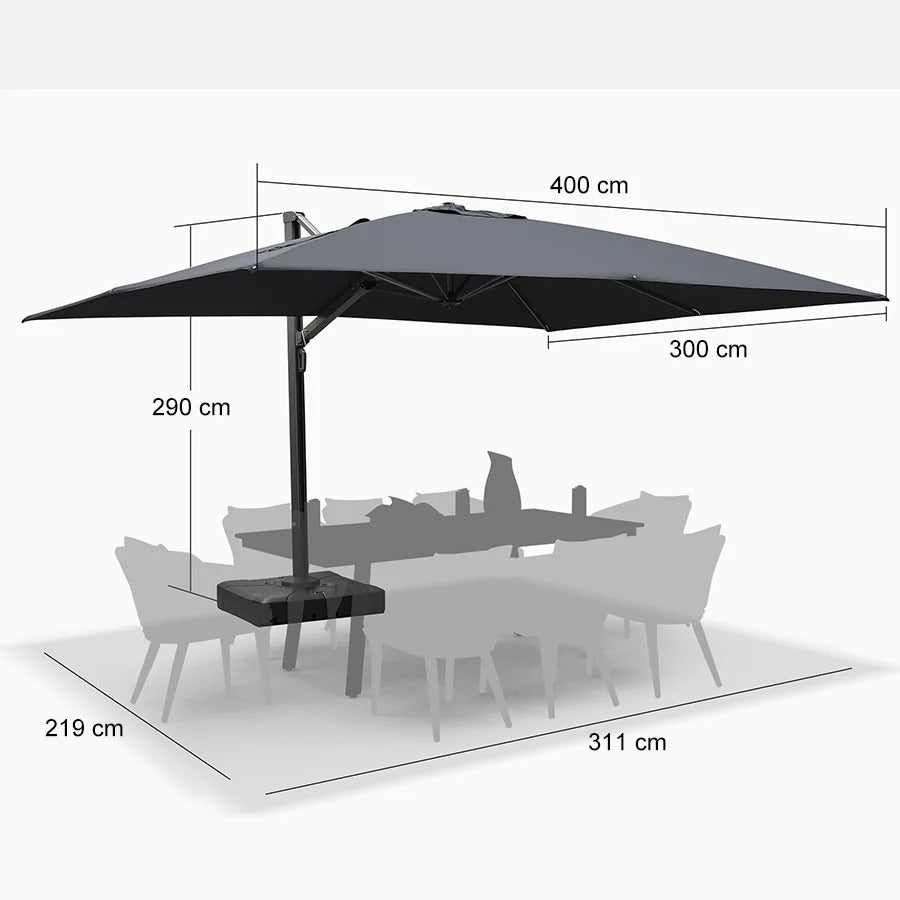 PURPLE LEAF Extra Grote Zweefparasol met Versterkt Frame en Hoge Windbestendigheid, voor Tuin en Terras